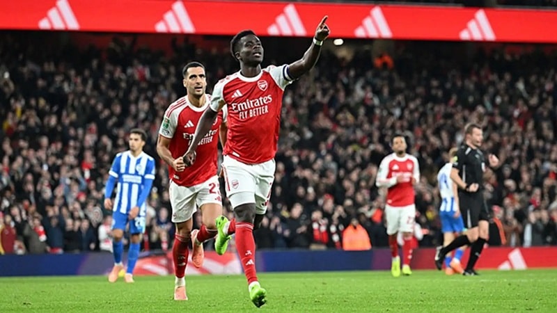 Diễn biến phong độ 6 trận gần nhất của Arsenal và Brighton